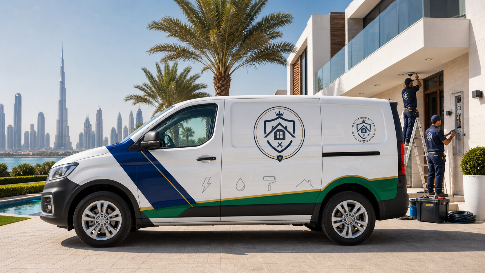 Shield Edge Royal branded technical services van concept in Dubai